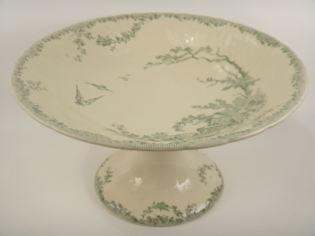 鳥のアンティークコンポティエ皿 WATTEAU GIEN製