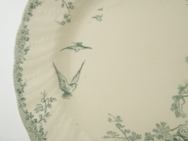 鳥のアンティーク皿 WATTEAU GIEN製