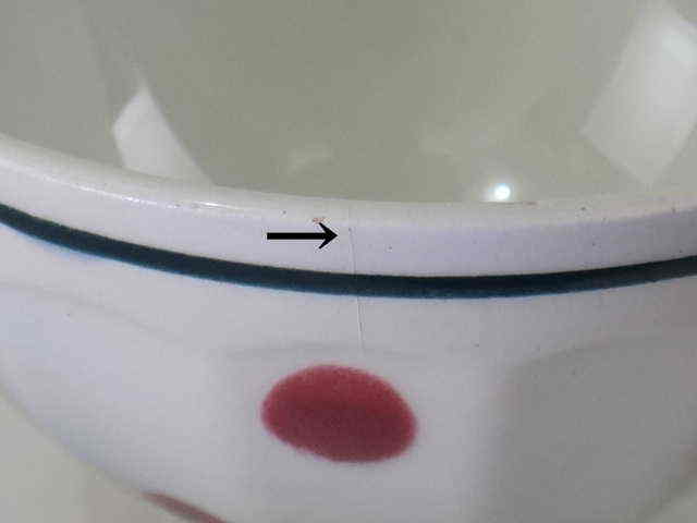 アンティーク カフェオレボウル 小 ピンクパープル 水玉 St.Amand製