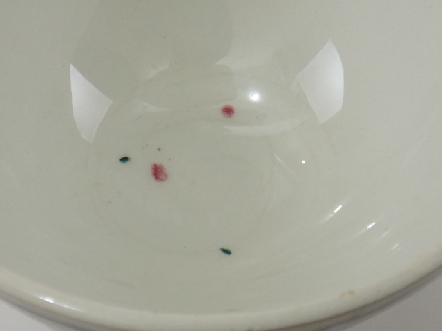 アンティーク カフェオレボウル 小 ピンクパープル 水玉 St.Amand製