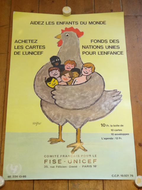 サヴィニャック ユニセフ ビンテージポスター Savignac UNICEF