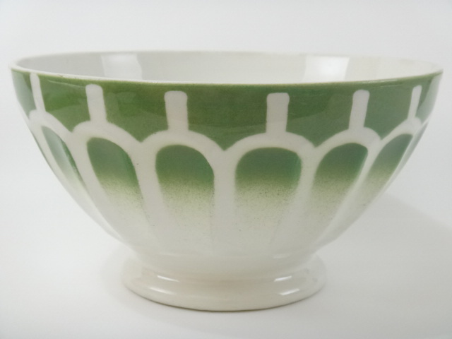 フランス アンティーク カフェオレボウル グリーン ウロコ Moulin des Loups製