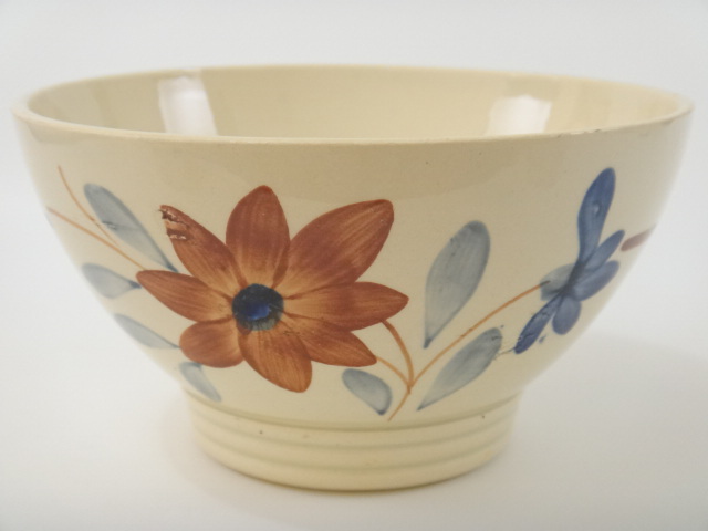 フランス アンティーク カフェオレボウル 手描きの花 Digoin & Sarreguemines製