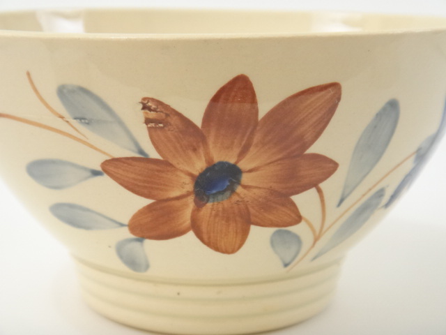 フランス アンティーク カフェオレボウル 手描きの花 Digoin & Sarreguemines製