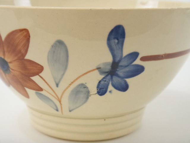 フランス アンティーク カフェオレボウル 手描きの花 Digoin & Sarreguemines製