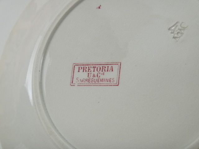 フランス アンティーク皿 PRETORIA U&C SARREGUEMINES製
