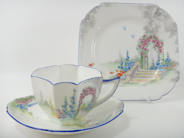 専用美品　英国　シェリーShelley　ブライダルローズ　トリオ　カップソーサー シェリー Shelly トリオ 紫陽花 カップ＆ソーサー＆プレート