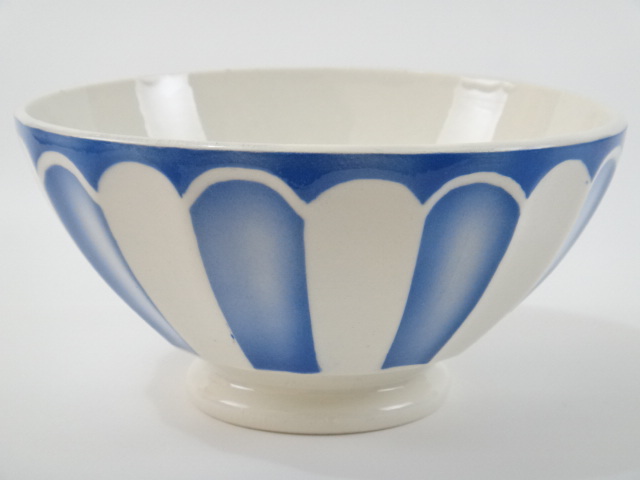 フランス アンティーク カフェオレボウル ブルーステンシル Sarreguemines製