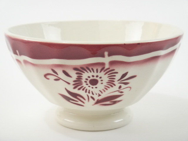 フランス アンティーク カフェオレボウル 花のステンシル Sarreguemines製