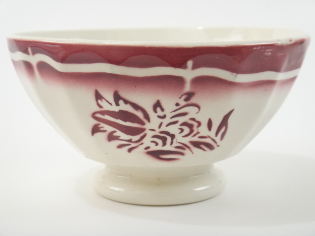 フランス アンティーク カフェオレボウル 花のステンシル Sarreguemines製