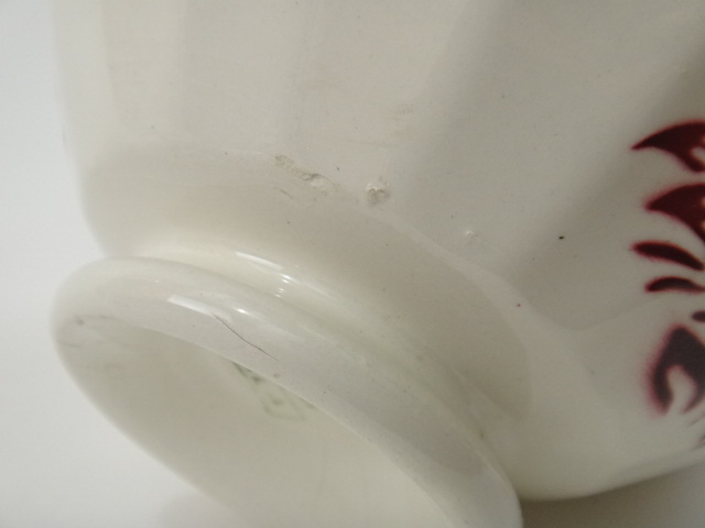 フランス アンティーク カフェオレボウル 花のステンシル Sarreguemines製