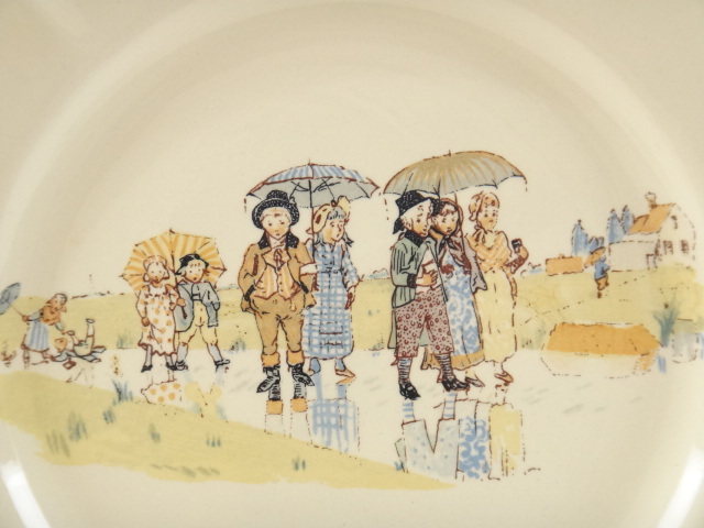 フランス アンティークデザート皿 雨 ENFANTS RICHARD SARREGUEMINES製