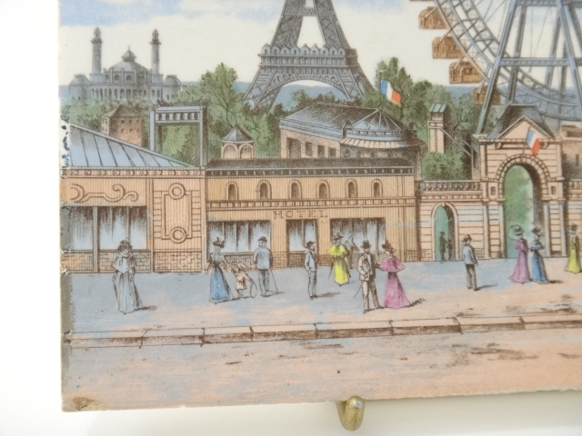 フランス アンティーク タイル パリの風景 Creil et Montereau製