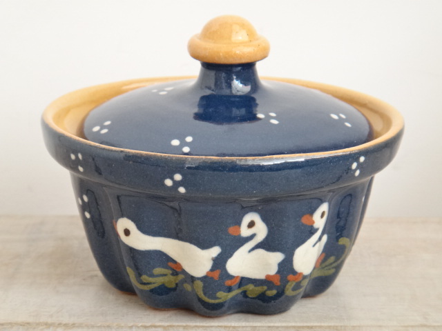 アルザス スフレンハイム焼き 3羽のアヒル フタ付きポット