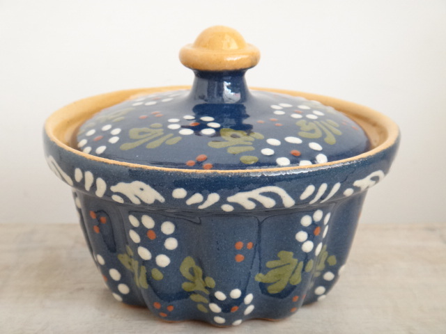アルザス スフレンハイム焼き 花 フタ付きポット