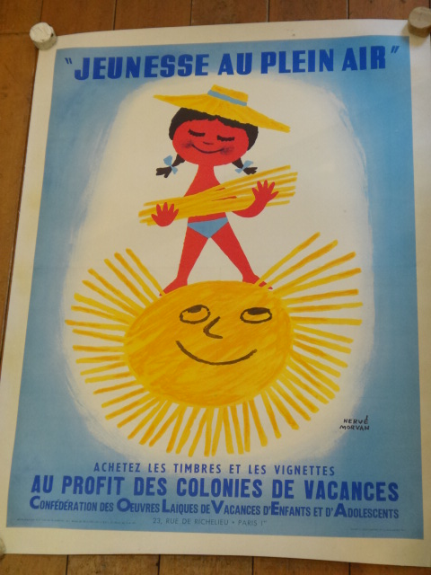 エルベ モルバン ビンテージポスター Jeunesse au plein air 1963年 Herve Morvan