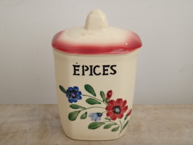 フランス アンティーク キャニスター 香辛料入れ EPICES Digoin Sarreguemines製