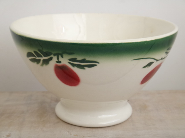 フランス アンティーク カフェオレボウル フルーツの実 Sarreguemines製