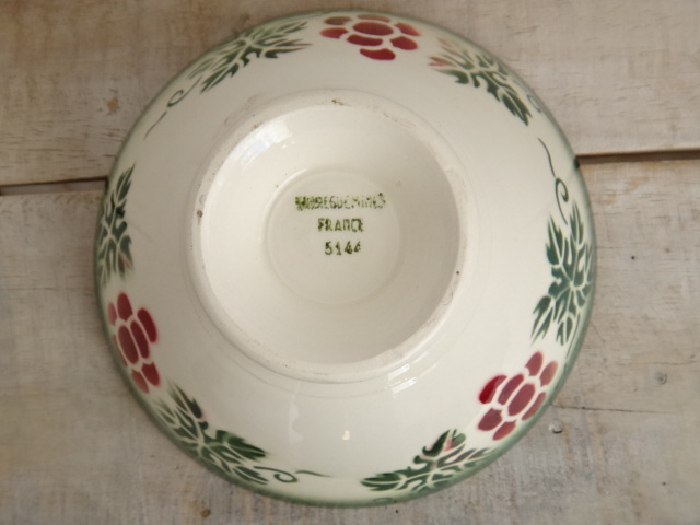 フランス アンティーク カフェオレボウル ブドウ Sarreguemines製