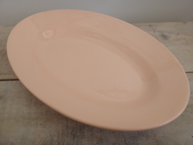 フランス アンティーク オーバル皿 ラヴィエ サーモンピンク  LONGWY製