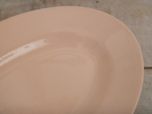 フランス アンティーク オーバル皿 ラヴィエ サーモンピンク  LONGWY製