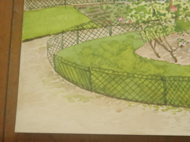 水彩画 パリ3区 ジョルジュ・カーン公園 by Pascale