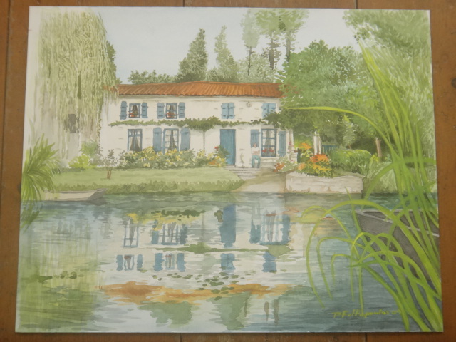 フランス 水彩画 Marais Poitevin by Pascale.F