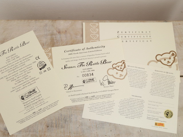 シュタイフ テディベア ラトルベア シュトラウス Steiff Strauss Rattle Bear 25cm