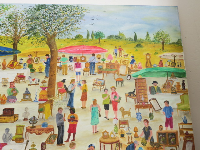油絵 油彩画 大きな蚤の市 IONESCO