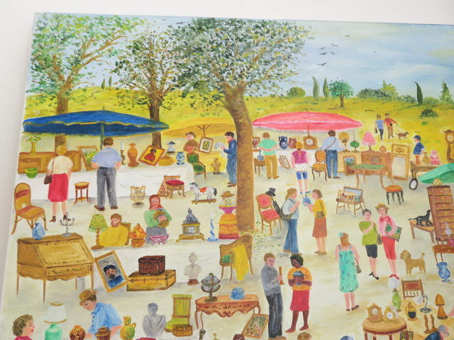 油絵 油彩画 大きな蚤の市 IONESCO
