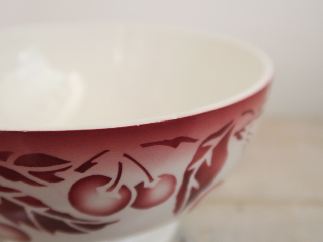 フランス アンティーク カフェオレボウル チェリー Digoin & Sarreguemines製