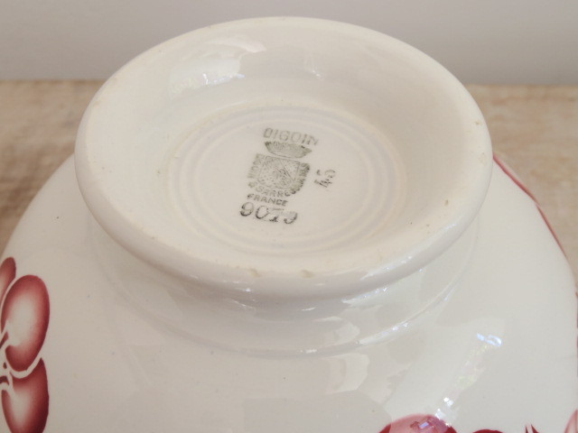 フランス アンティーク カフェオレボウル チェリー Digoin & Sarreguemines製