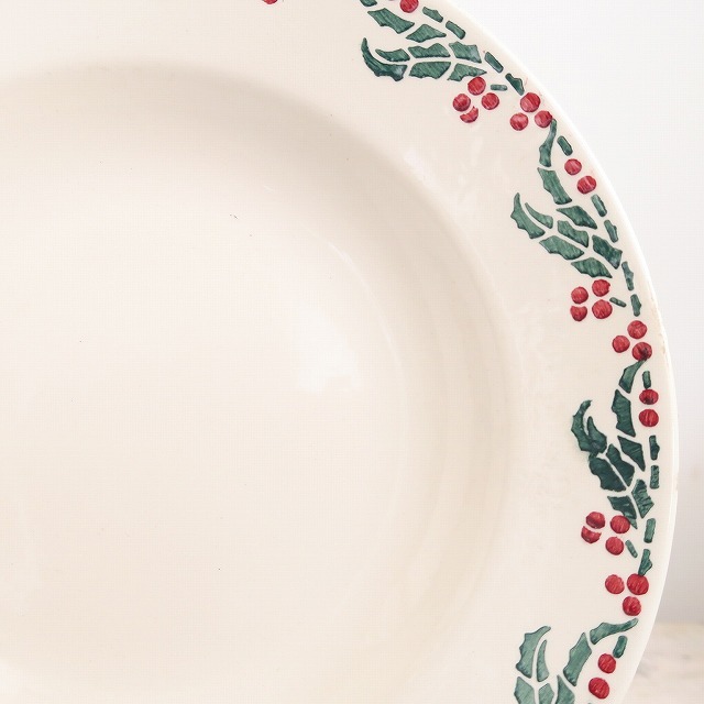 ヒイラギのアンティーク深皿 Creil et Montereau製