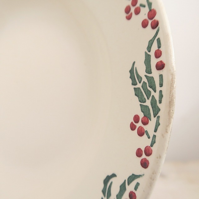 ヒイラギのアンティーク深皿 Creil et Montereau製