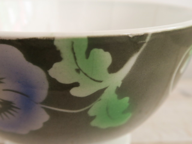 フランス アンティーク カフェオレボウル パンジー バドンヴィレー製 Badonviller