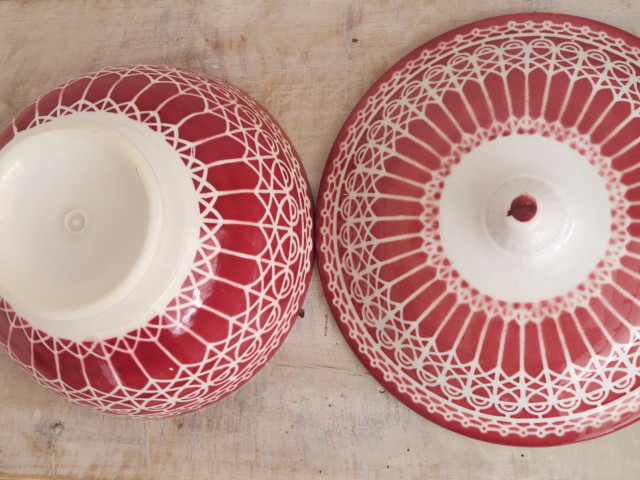 フランス アンティーク カフェオレボウル モロッコ フタ付き AMANDINOISE製