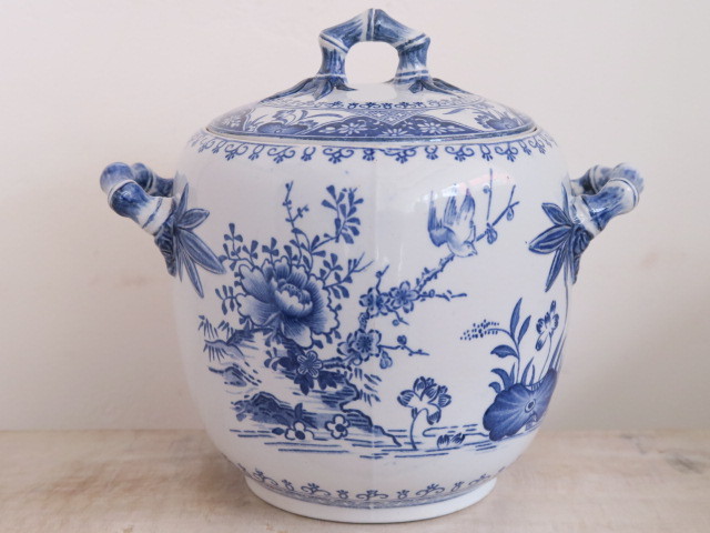 フランス アンティーク 蓋付きポット Yedo Creil Montereau 製