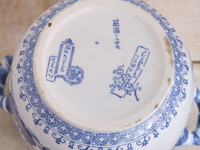 フランス アンティーク 蓋付きポット Yedo Creil Montereau 製