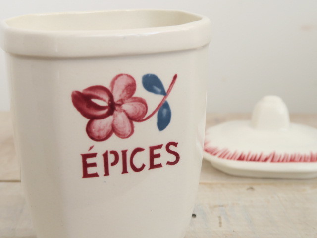 フランス アンティーク キャニスター スパイス入れ MARGARET EPICES Digoin Sarreguemines
