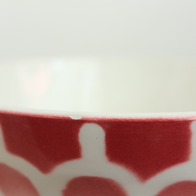 アンティーク カフェオレボウル ワインレッド ウロコ Moulin des Loups製
