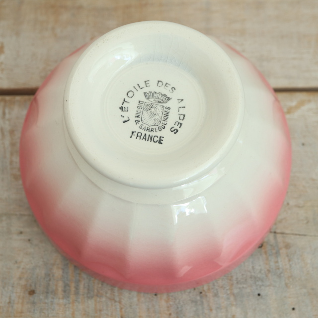 アンティーク カフェオレボウル ピンクグラデーション フランス ディゴワン&サルグミンヌ製 DIGOIN & SARREGUEMINES