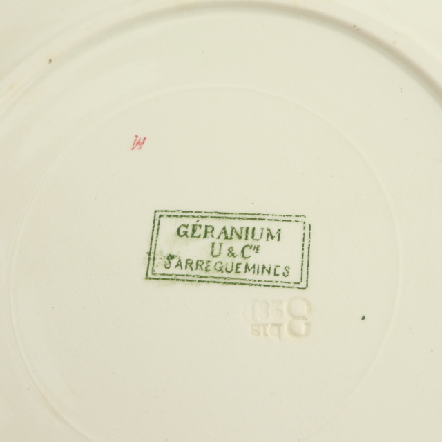 サルグミンヌ　フランスアンティーク　ゼラニューム　平皿 Sarreguemines サルグミンヌ 平皿 フランス食器・皿・フランス
