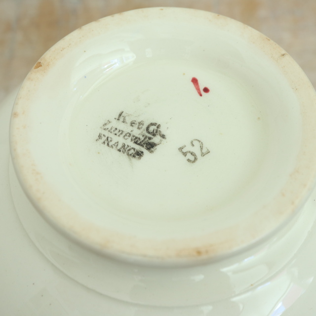 アンティーク カフェオレボウル ローズ フランス リュネヴィル製 K&G Luneville