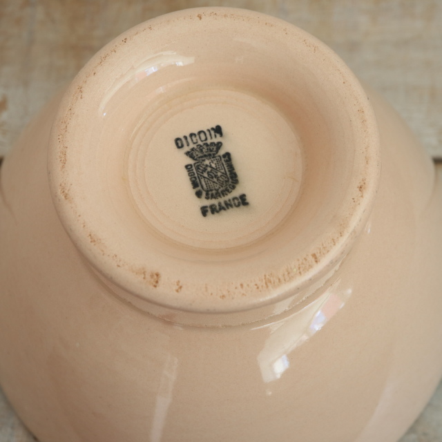 アンティーク カフェオレボウル サーモンピンク フランス ディゴワン&サルグミンヌ製 DIGOIN & SARREGUEMINES
