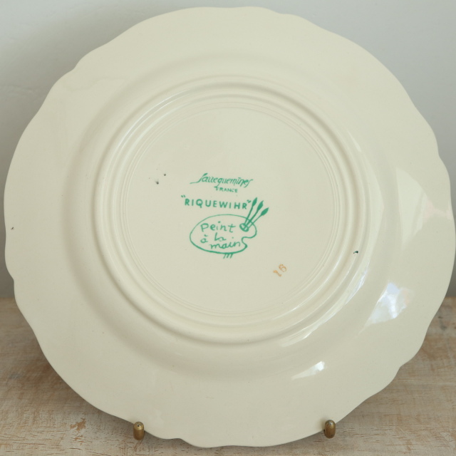 アンティーク プレート リクヴィール デザート皿 RIQUEWIHRフランス サルグミンヌ製 SARREGUEMINES