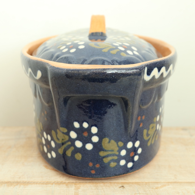 ベッコフ鍋 小花 ダークブルー 21cmサイズ アルザス地方