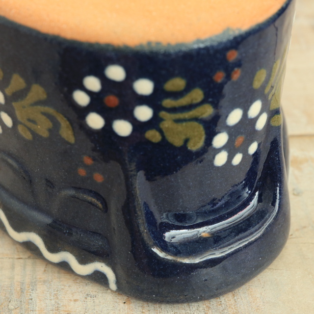 ベッコフ鍋 小花 ダークブルー 21cmサイズ アルザス地方 スフレンハイム焼き 陶器製