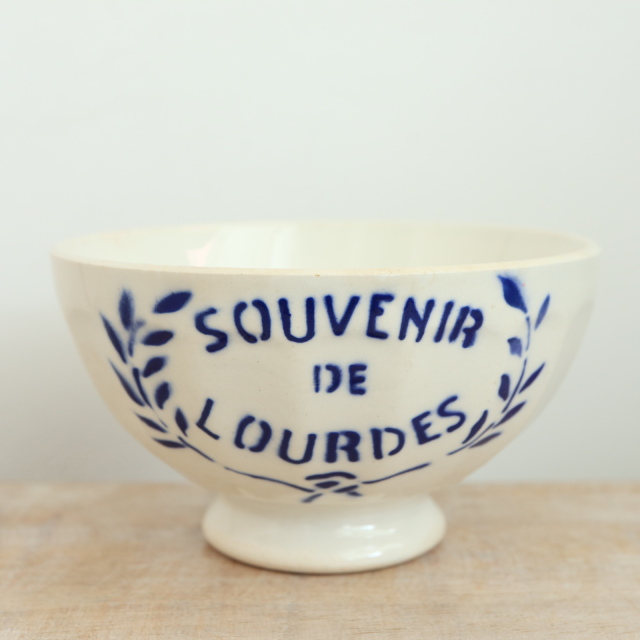 アンティーク カフェオレボウル ルルド SOUVENIR DE LOURDES サンタマン製 SAINT AMAND