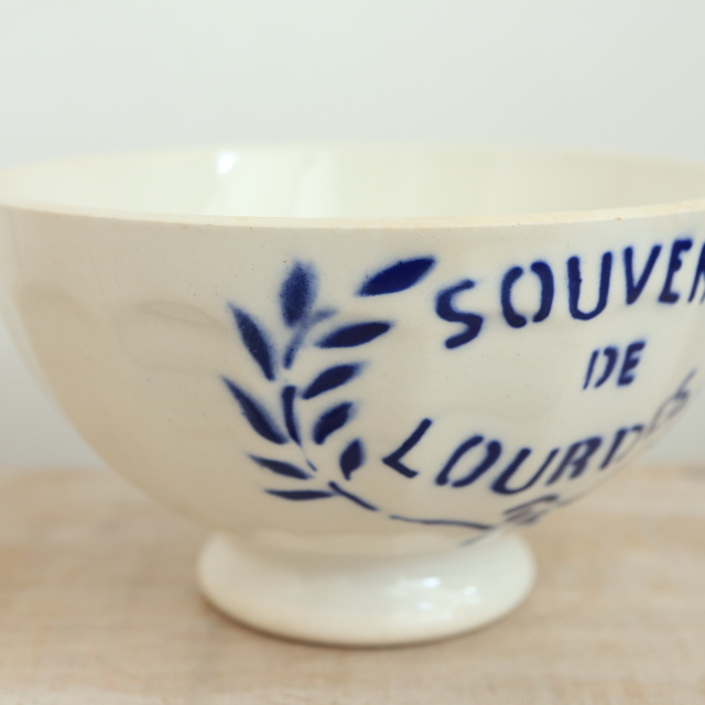 アンティーク カフェオレボウル ルルド SOUVENIR DE LOURDES サンタマン製 SAINT AMAND