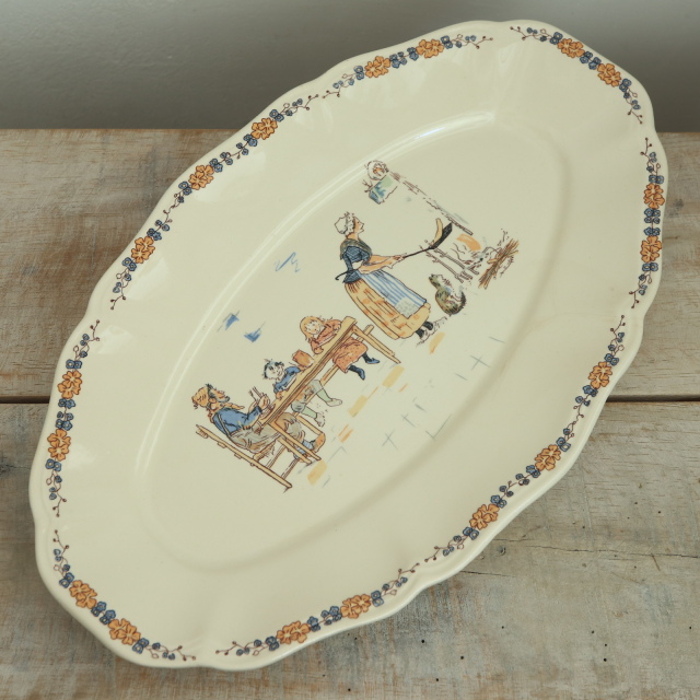 ENFANTS RICHARD ヴィンテージ ラヴィエ オーバル皿 フランス サルグミンヌ製 SARREGUEMINES